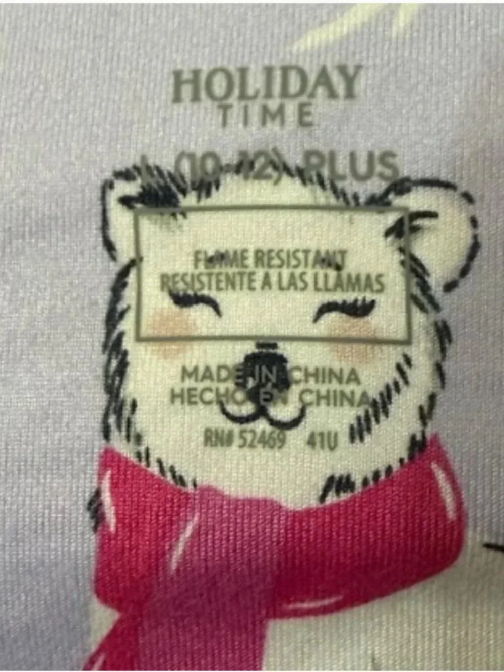 Holiday Time Girls Lavender Polar Bear Pajama Set L 10-12 Plus